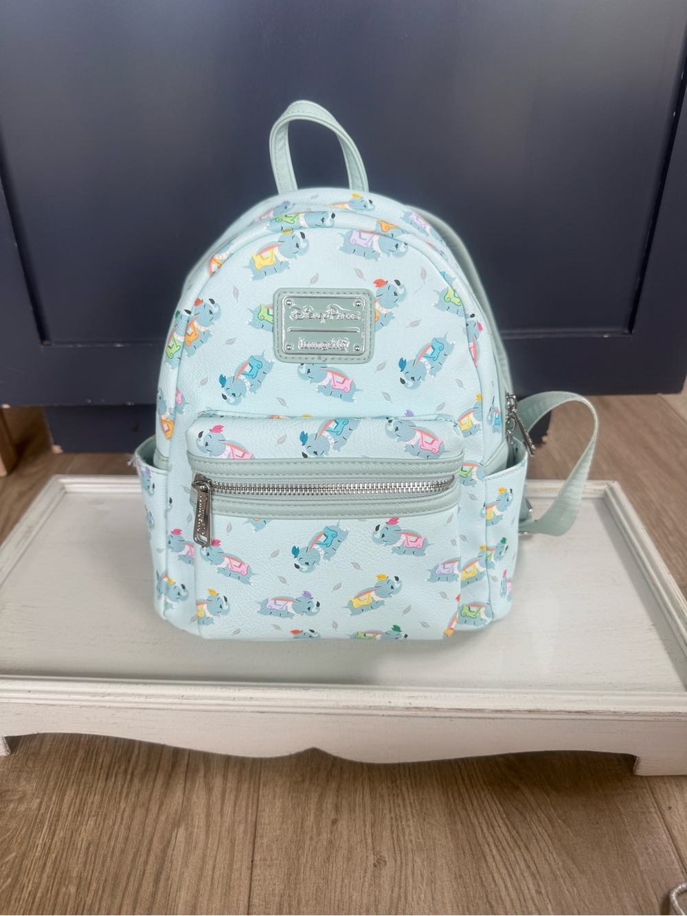 Loungefly Disney Parks; Dumbo Light Blue  Pattern Mini Backpack